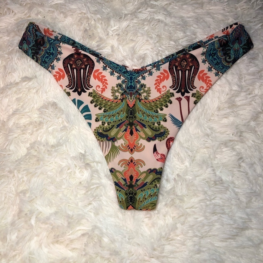 Green and Blue Tropical Bikini Bottom Size Medium Boho Sexy